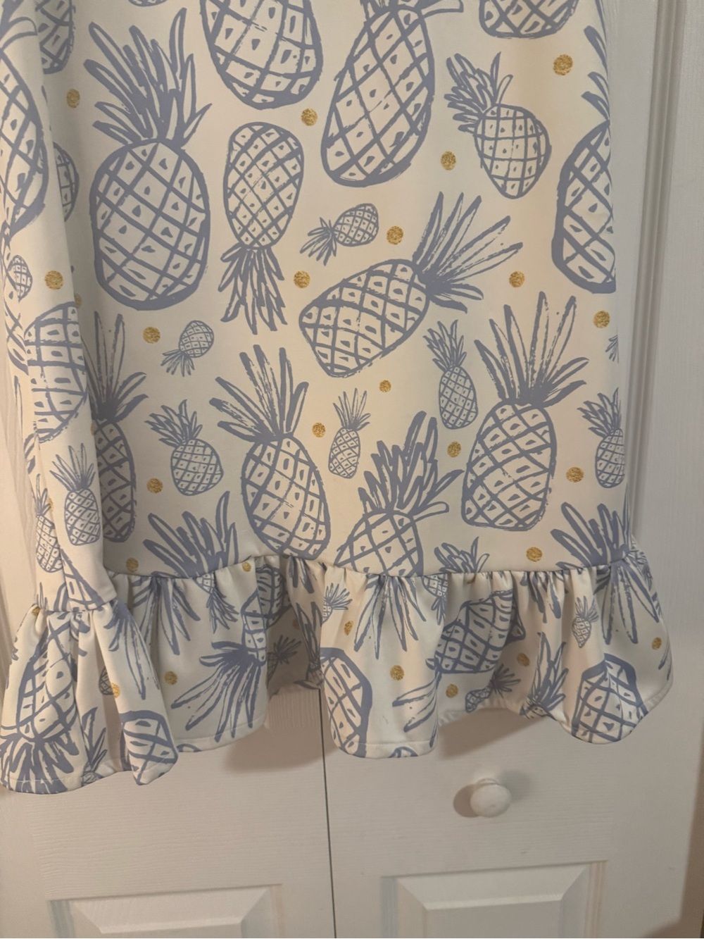 Carolina Parilla Tropical Pineapple Print Midi Dress Ruffle Sleeves Size M - Picture 5 of 10